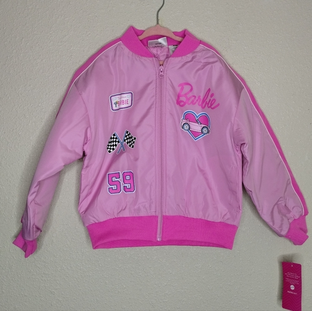Barbie Girls Pink Bomber Jacket Girls Size 7 / 8